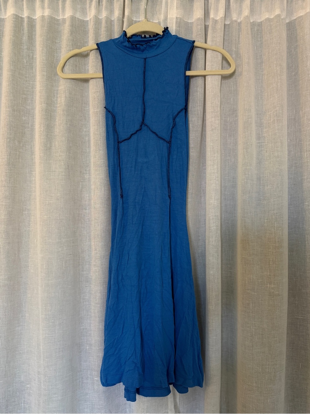 Urban Outfitters Royal Blue Sleeveless Mock-Neck Midi Dress